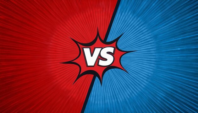 red side versus blue side intro background animation with vintage comic or cartoon style background halftone and sunburst motion