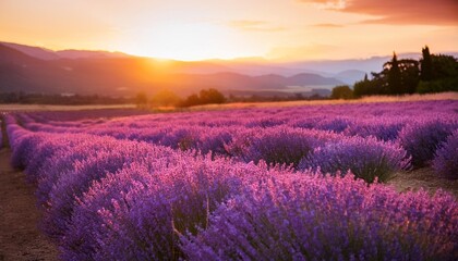 lavender field at sunset beautiful summer landscape