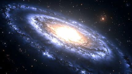 A breathtaking view of a spiral galaxy with a glowing core and scattered stars.