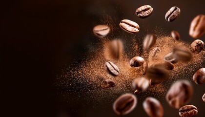 Fototapeta premium coffee roasted aroma bean fly explosion