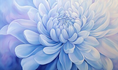 Obraz premium Close-up of a delicate blue chrysanthemum flower with soft, pastel colors and intricate details.