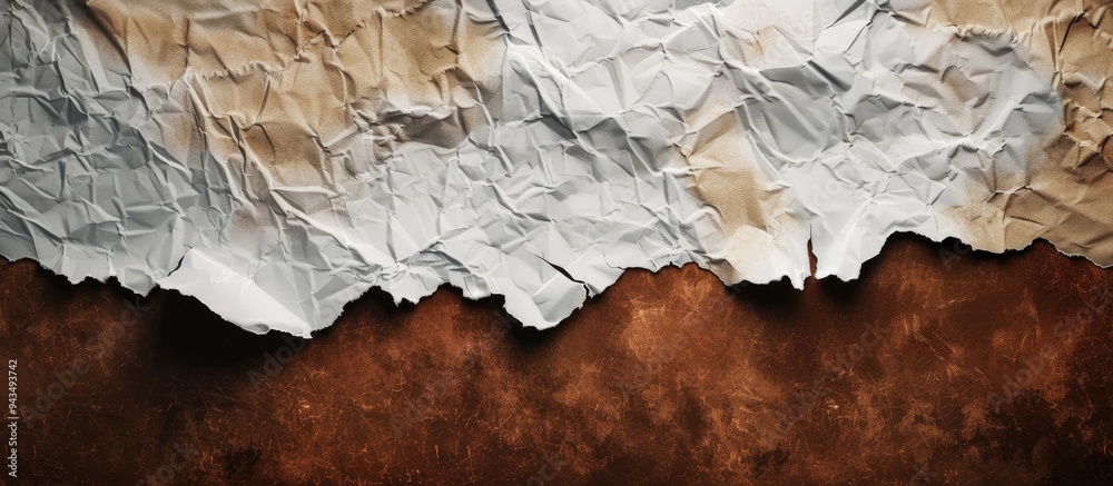 Aufkleber final exam words displayed on torn white paper against a brown background symbolizing the concept of