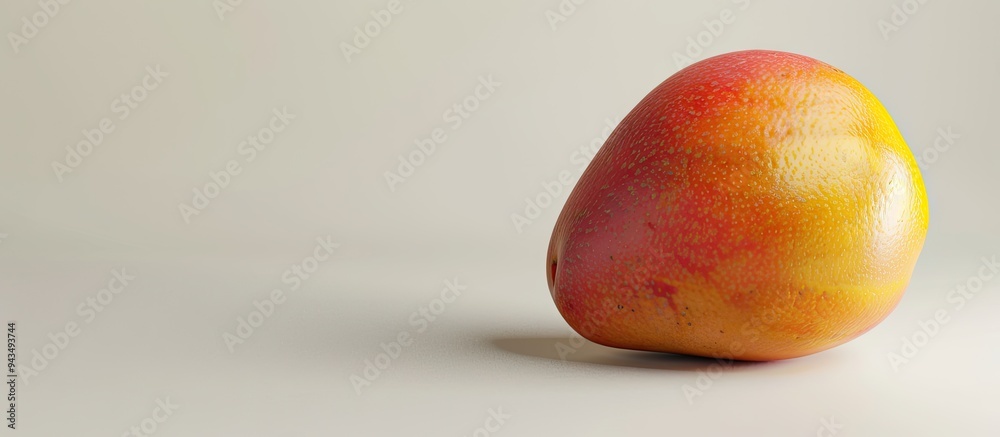 Poster vibrant ripe mango with yellow flesh stands out against a clean white background in an appetizing co