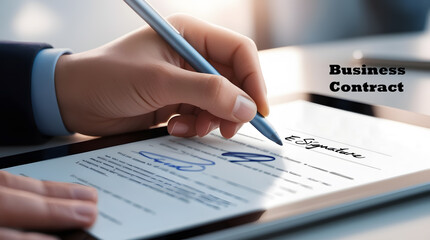Young business man hand uses a pen to sign a business contract, Business contract, Signature, Documents, Future business contract signing