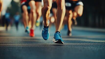 Naklejka premium Close-Up of Feet in Marathon Race
