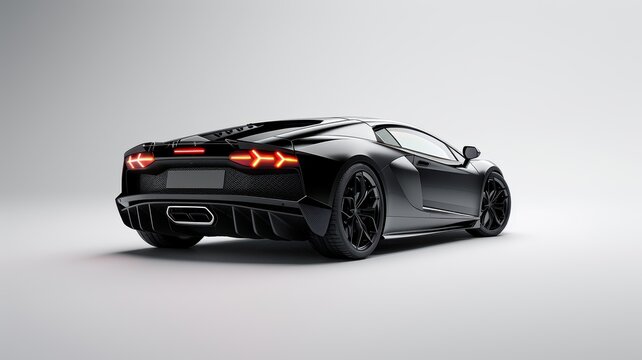 Sleek black sports car showcasing modern design and luxury features, ideal for automotive enthusiasts and commercial use.