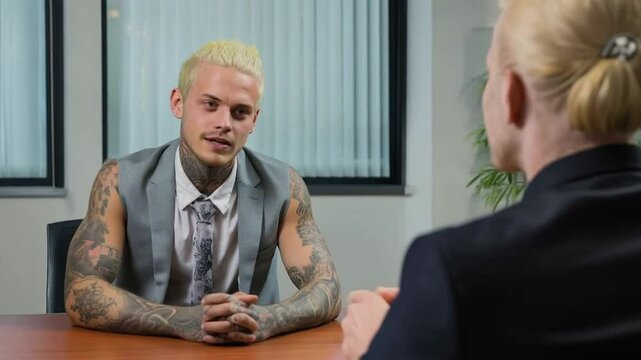 Young businessman at a job interview