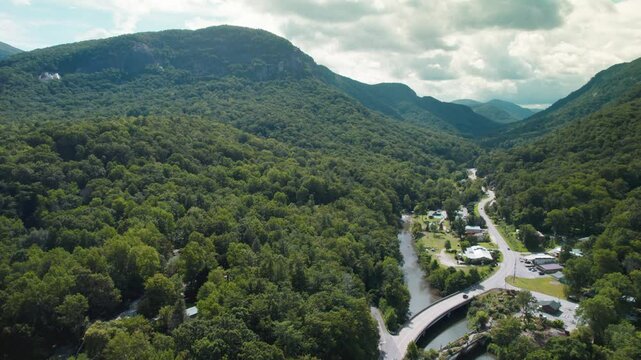 Push towards Chimney Rock from Lake Lure in North Carolina