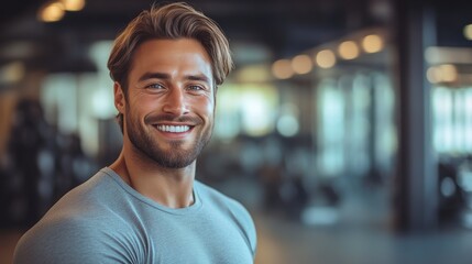 Fitness Coach Encouraging Gym Members with a Smile