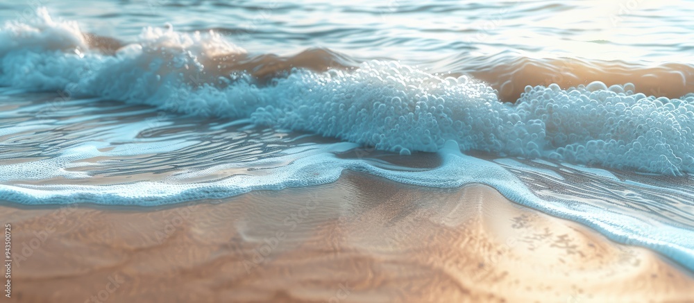 Leinwandbilder soft waves gently caress the sandy beach creating a natural abstract background with copy space imag