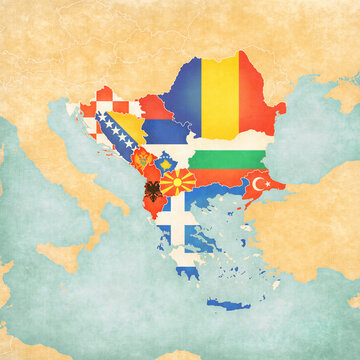 Map of Balkans - all countries