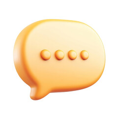 yellow speech bubble 3d render icon isolated on transparent background cutout