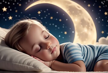 children lullaby cartoon sleeping child moon looped video background