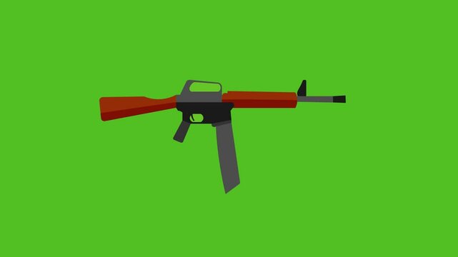 Classic AK 47 moving on green screen, 4k video
