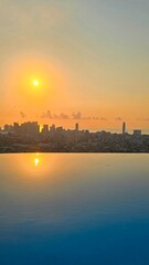 Fototapeta premium sunset reflexions over the pool