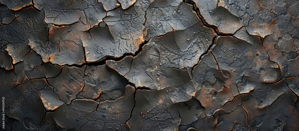 Aufkleber Crackled surface backdrop for design with a blank area for content Ideal for a website header. Creative banner. Copyspace image