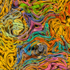 Colorful psychedelic background made of interweaving curved shapes