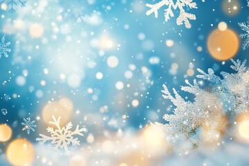 MErry Christmas and Happy New Year design with snowflakes and lights. Shining winter background.generative ai