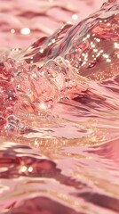 pink waves on golden ocean poster background