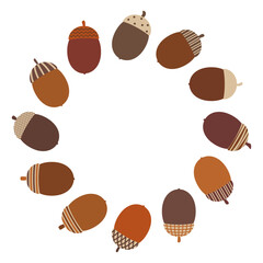 かわいい帽子を被ったどんぐりの円フレームスパイラル © ゆきんこ