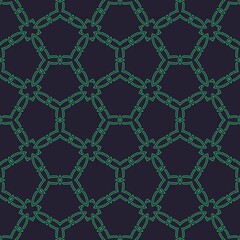 Geomatric seamless pattern in green and black. Repeating structure.