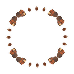 どんぐりとリスの円フレーム