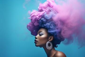 Woman with Colorful Hair in Studio Portrait