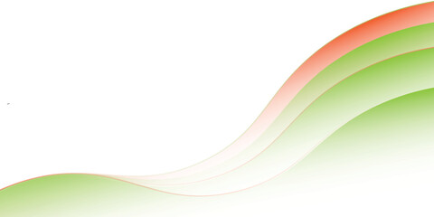 Orange and green wave abstract background Elegant soft curve shape graphic design. Flowing wave lines. Horizontal banner template with space.