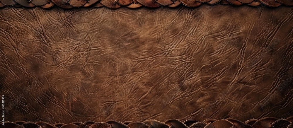 Leinwandbilder brown leather background with braided edge featuring cowhide texture and a mock up template ready fo