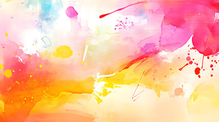 Obraz premium A vibrant watercolor-inspired background features bold colors of pink, yellow, and orange blending seamlessly to create an abstract artistic effect