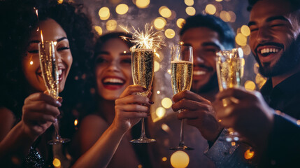 Friends celebrating New Year's Eve