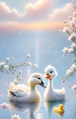 Obraz premium duck, baby duck, ducking, duck wallpaper, animal, swimming animal, furry animal, cute animal, cute duck, duck animal, animal background