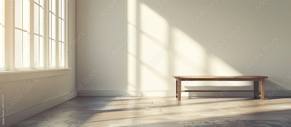 Leinwandbilder modern empty room with light coming through window wall presenting a table with ample copy space ima