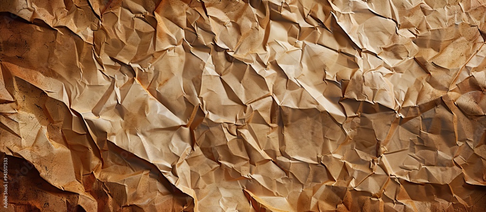 Fototapete Old paper texture with crumpled brown surface perfect for background featuring a copy space image