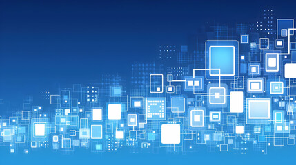 Abstract Blue Background with Connected White Squares
