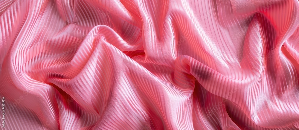 Aufkleber Pink fabric with a striped design is displayed in a close up image with copy space