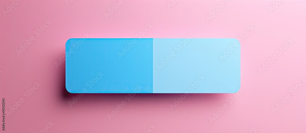 Poster gender equality concept depicted on a blue and pink background with a blank sticker providing space 