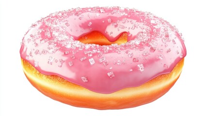 Obraz premium A jellyfilled doughnut with sugar coating, dessert element, realistic style, sweet and sticky, isolated on white background