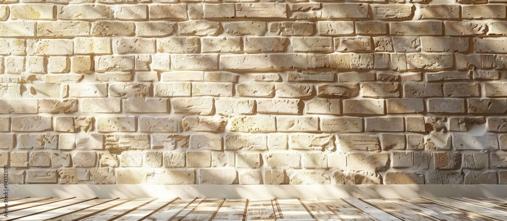Poster background image of a light brown brick wall with copy space image