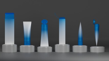 Cosmetic cream tube on a gray background. 3d rendering