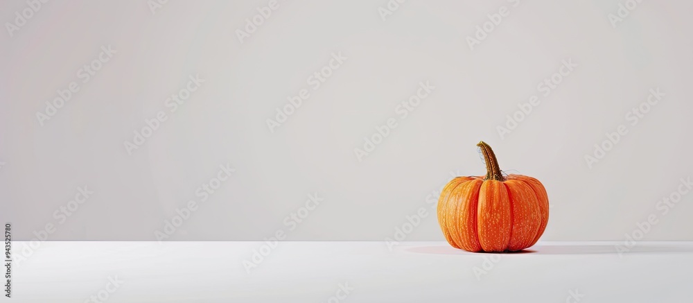Poster an orange pumpkin with a plain white backdrop creates a captivating copy space image