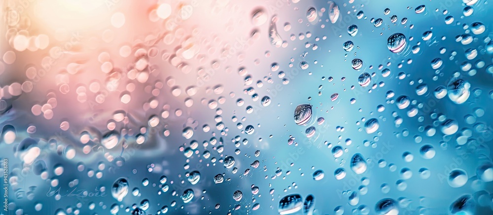 Aufkleber water droplets on a window after rain emphasizing the concept with a copy space image