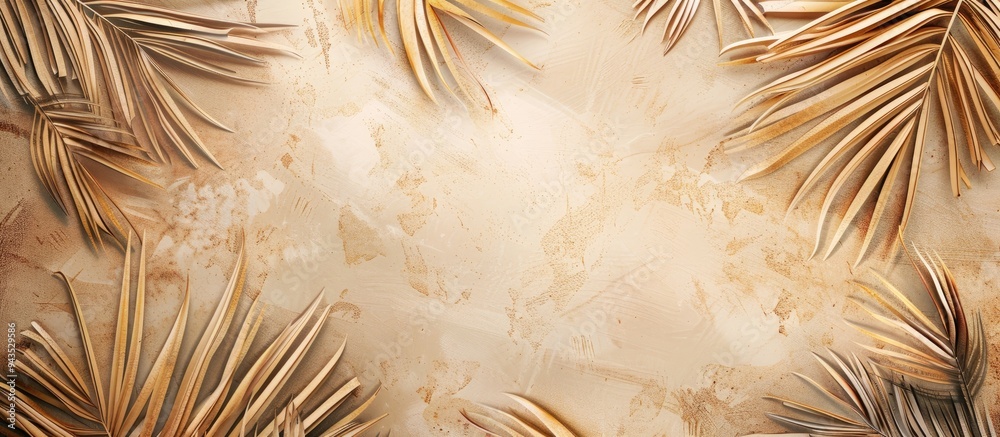 Aufkleber dry and aged palm leaves create an ideal backdrop with copy space image