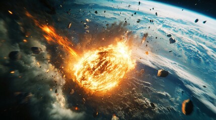 Fiery Asteroid Impact on Earth