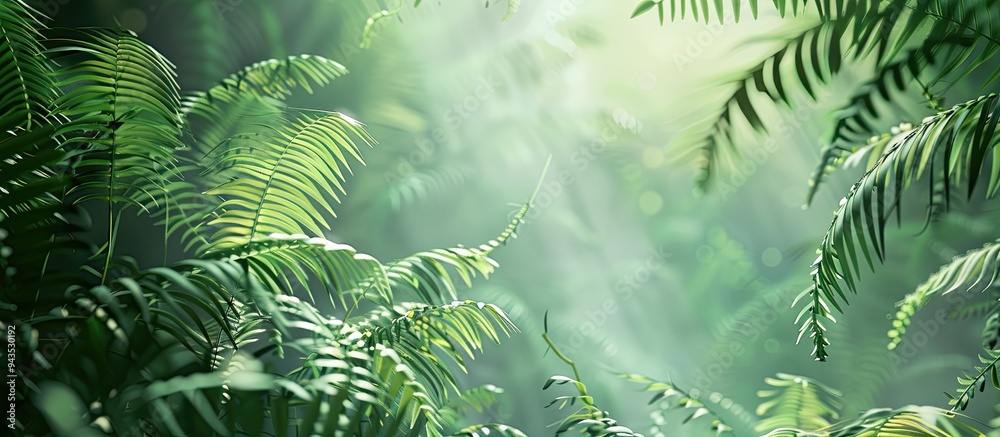 Poster abstract forest background featuring fern leaves ideal for a copy space image