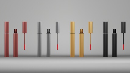 Lipstick set on gray background. Realistic vector illustration