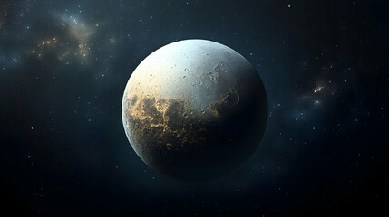 Fototapeta premium A close-up view of a large, cratered, and rocky celestial body in space.