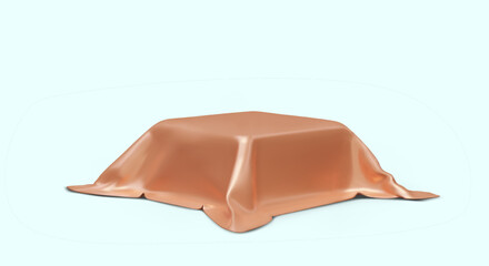 Vector scene covered in silk. Elegant decorated podium. Empty stand