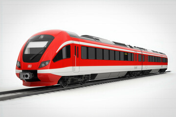 Fototapeta premium Passenger Train On White Background