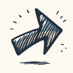 Hand-Drawn Playful Arrow Vector with Sketch-Like Edges in Pastel Colors